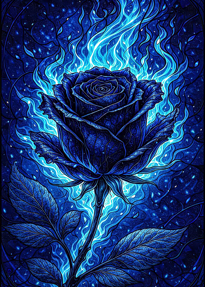 Blue Rose on Fire