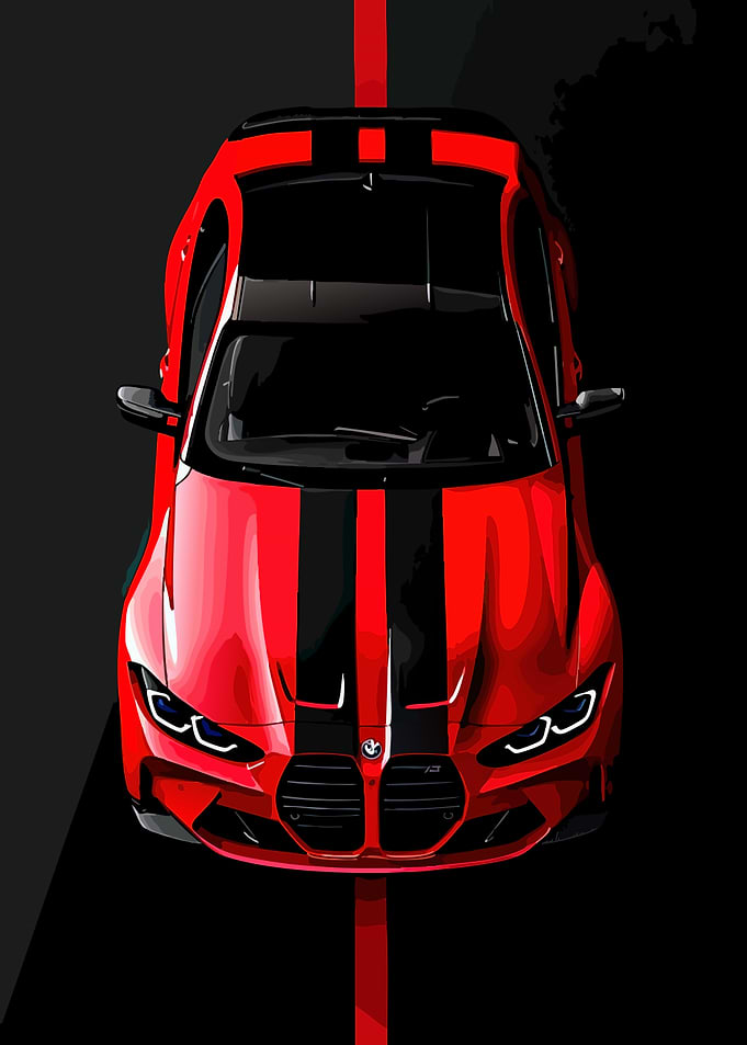 Red BMW M4 Coupe Top View