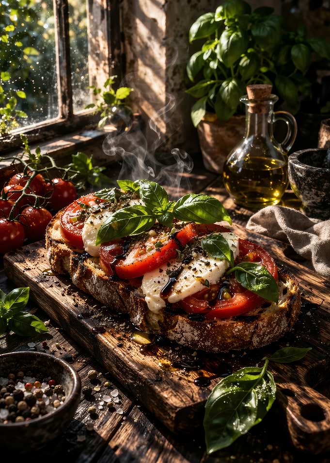 Caprese Bruschetta with Fresh Basil