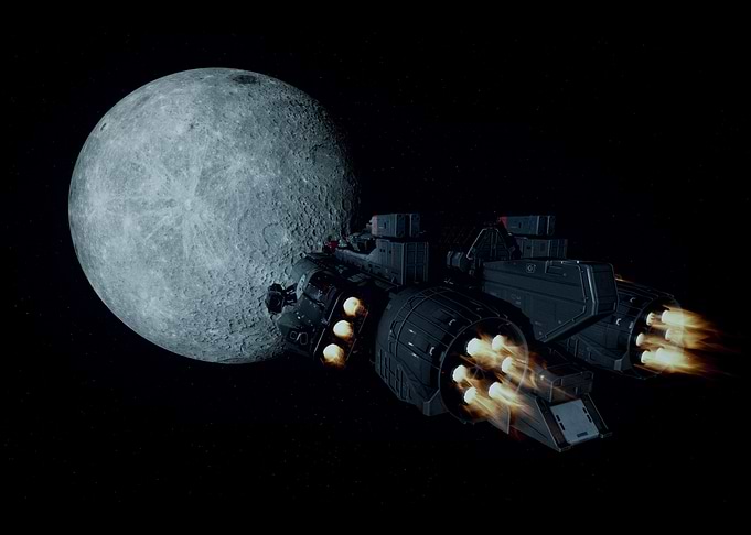 Spaceship near the Moon