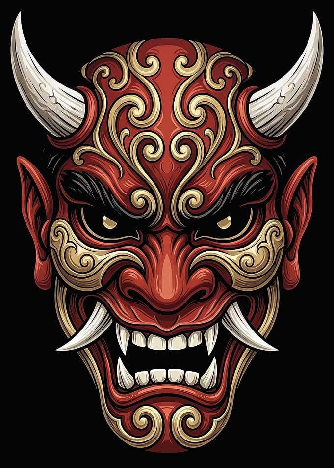 Japanese Oni Mask Illustration