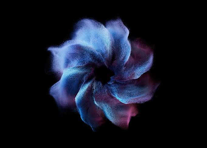 Abstract Swirling Blue and Pink Particles