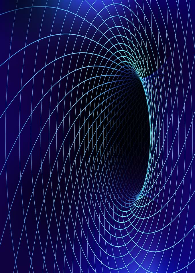 Abstract Blue Grid Tunnel