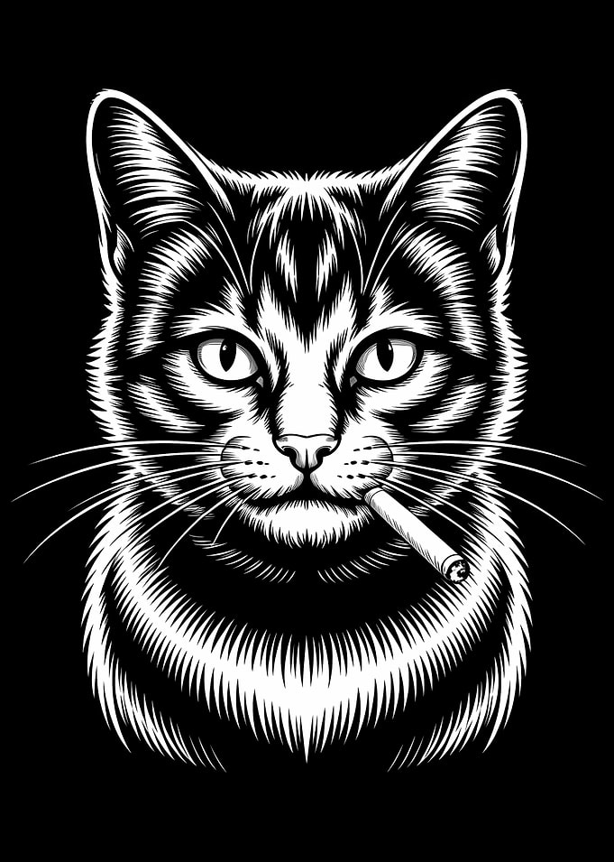 Cat Smoking a Cigarette