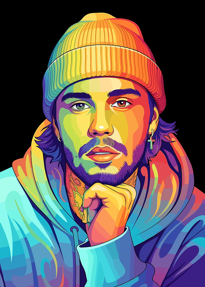 Pop Art Portrait of Justin Bieber