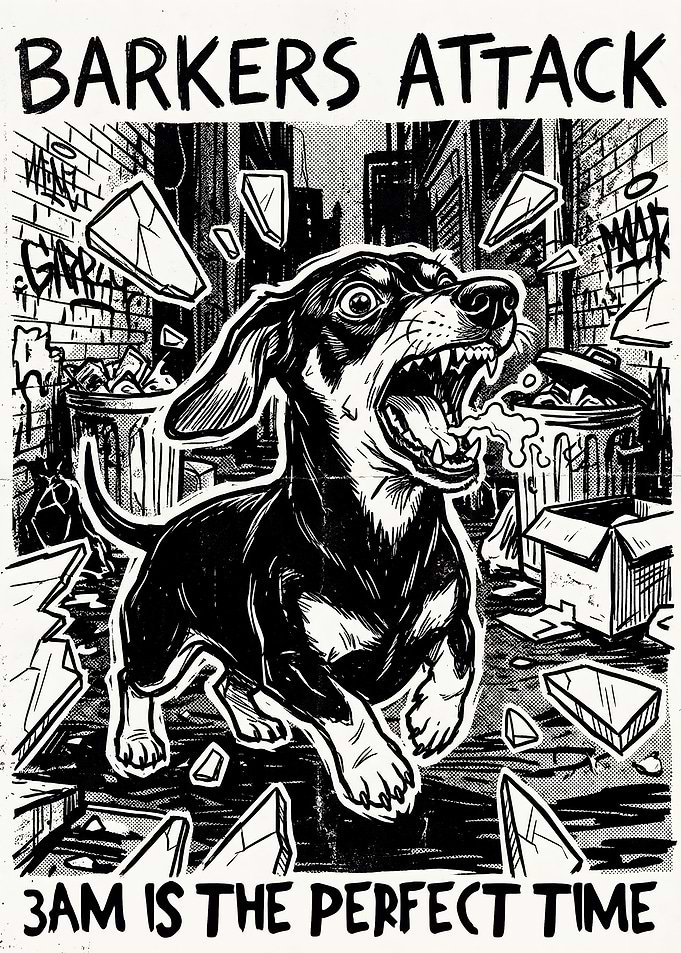 Barkers Attack 3 AM Funny Dachshund