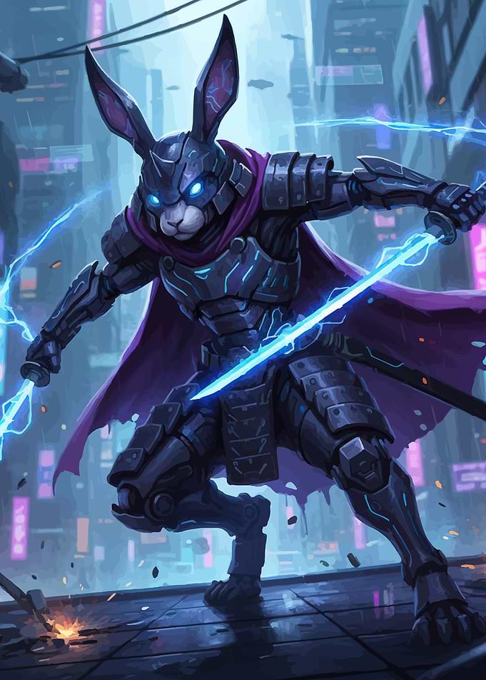 Cyberpunk Rabbit Samurai