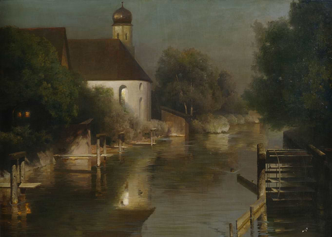 Church by the River at Dusk