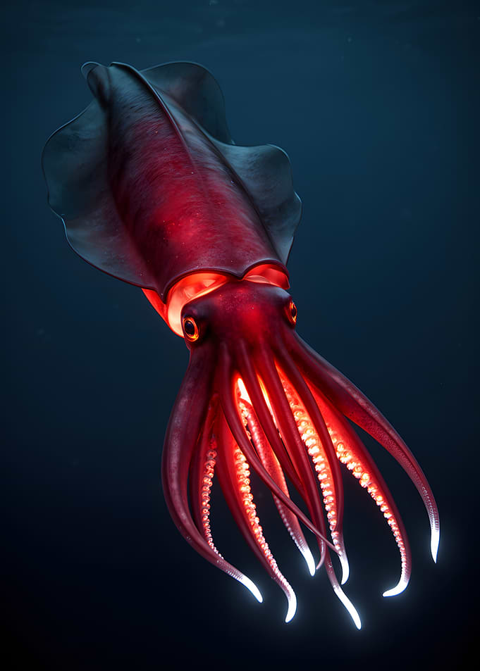 Deep Sea Bioluminescent Squid