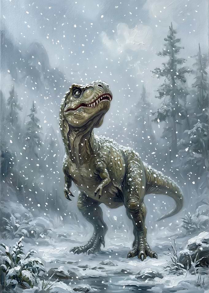 T-Rex in a Snowy Forest