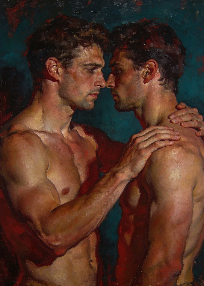 Two men embracing