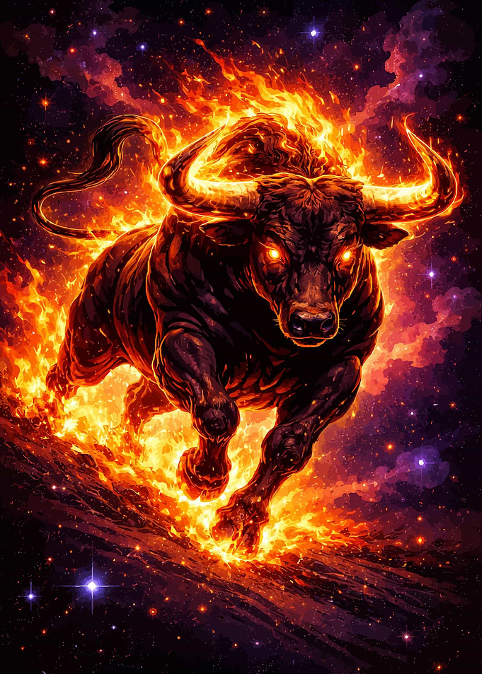 Fiery Bull in Space