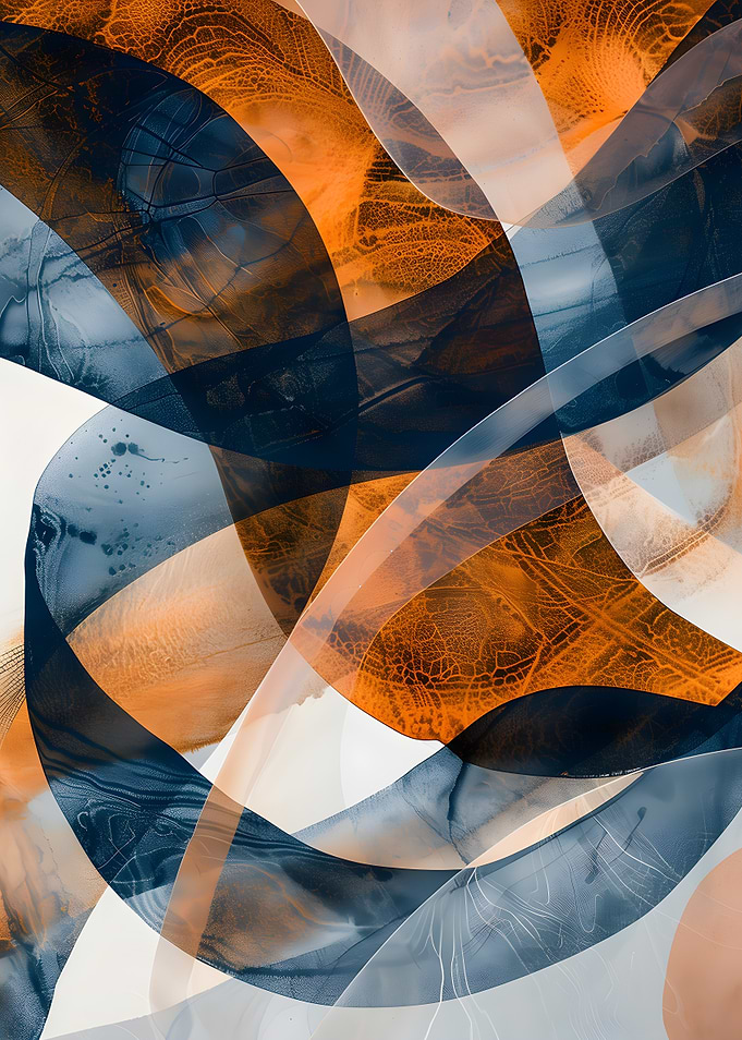 Abstract Swirls of Orange and Blue
