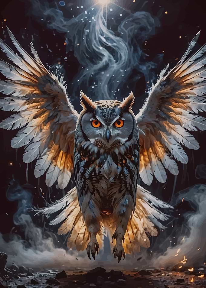 Majestic Owl with Spread Wings