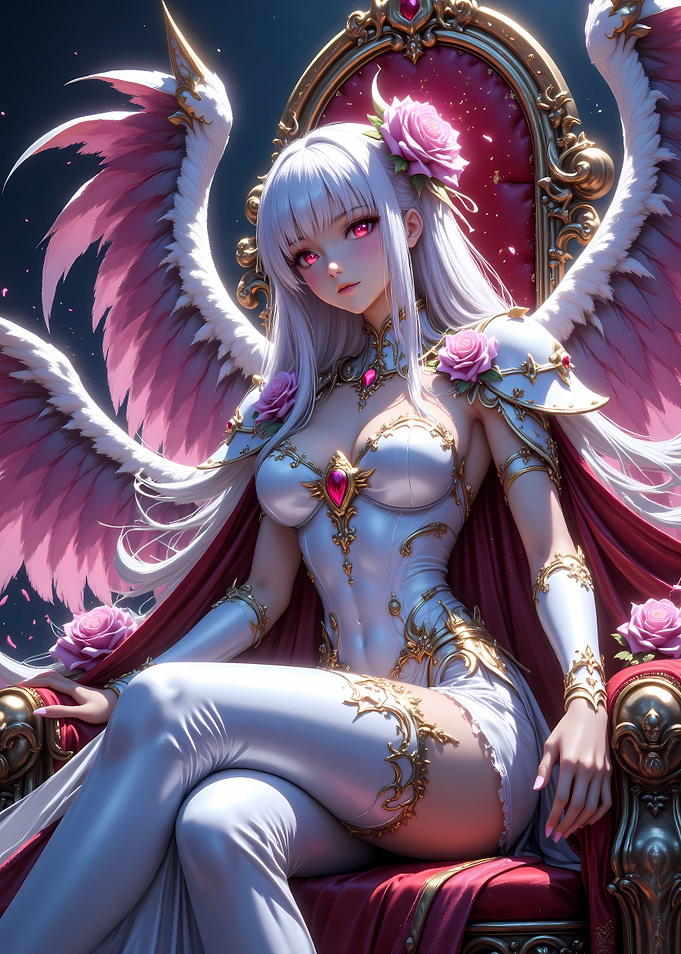 Anime Angel Queen on Throne