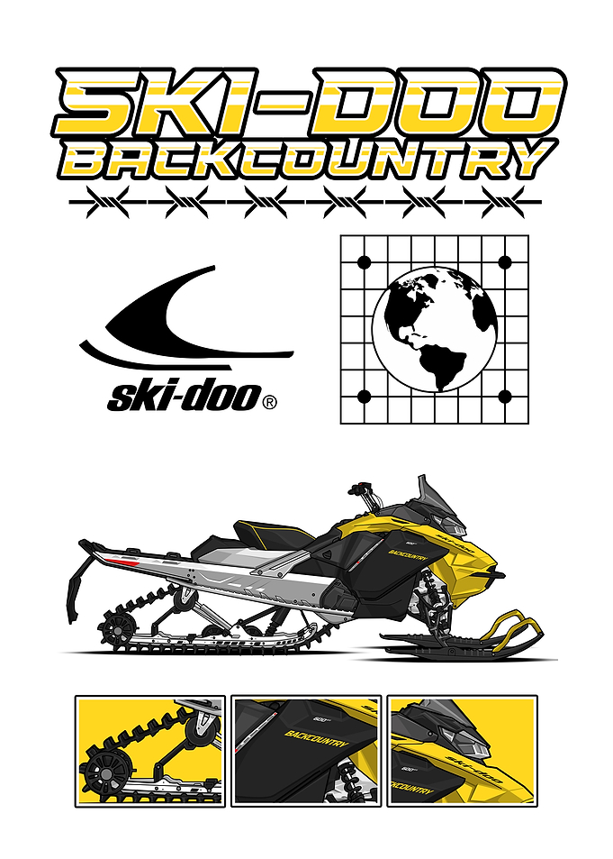 Yellow Ski-Doo Backcountry Snowmobile