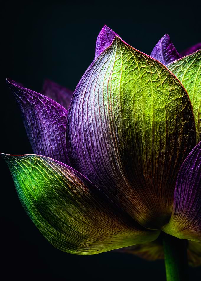 Purple Green Lotus Bud Macro