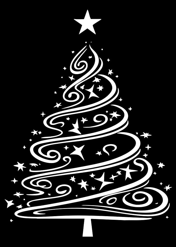 White Christmas Tree with Stars