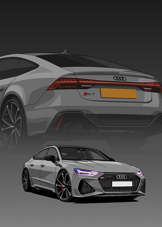 Grey Audi RS 7 Sportback Illustration