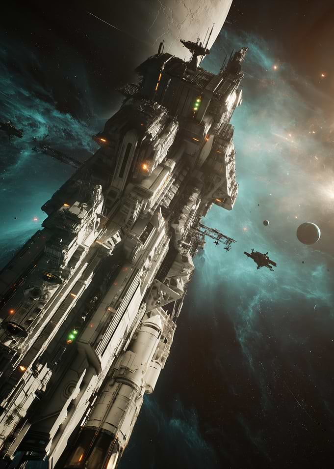 Massive Spaceship in Nebula