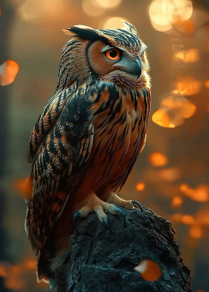 Majestic Owl Perched on a Rock