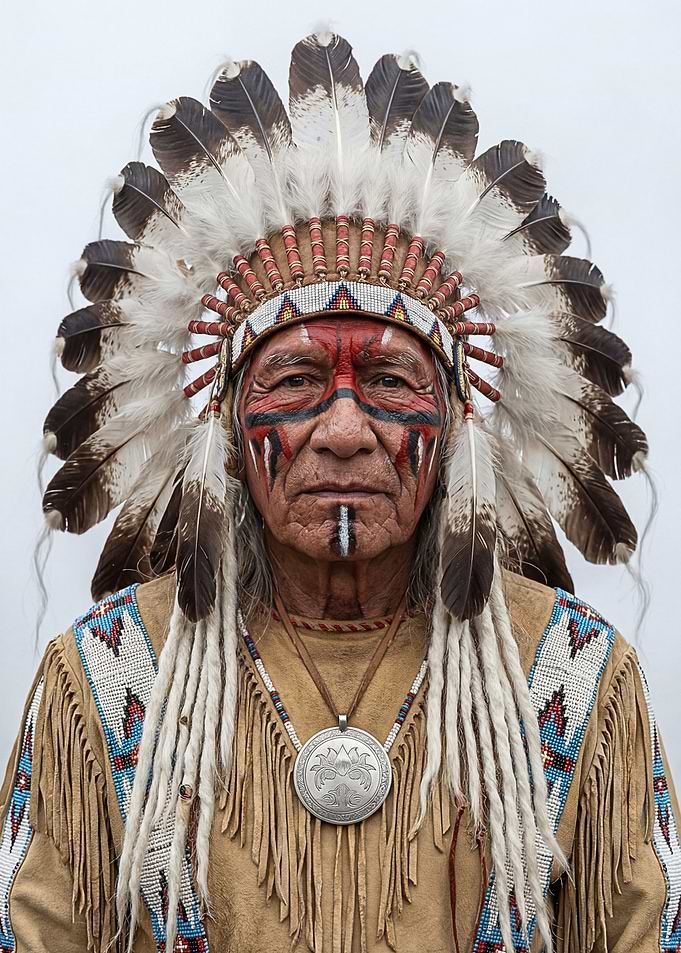 Native American Man in Traditional Headdress