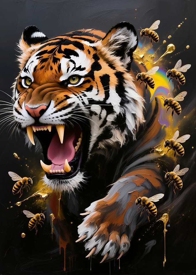 Tiger and Bees Painting