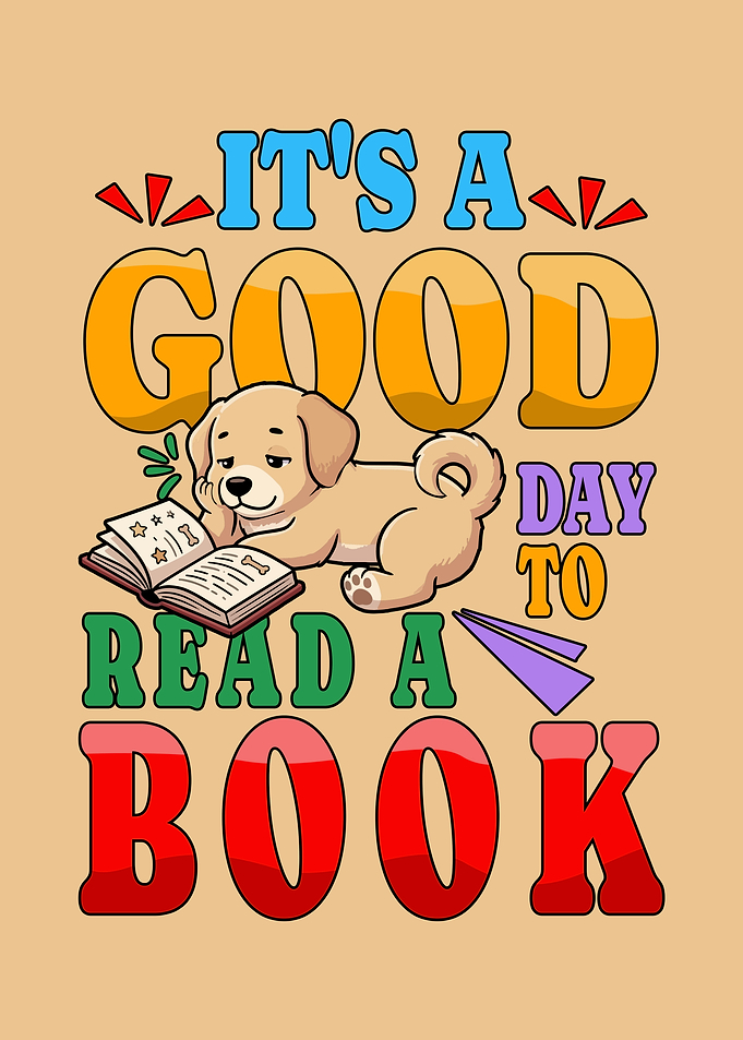 Cute Dog Reading a Book