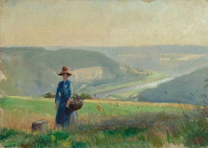 Woman in a field with a basket