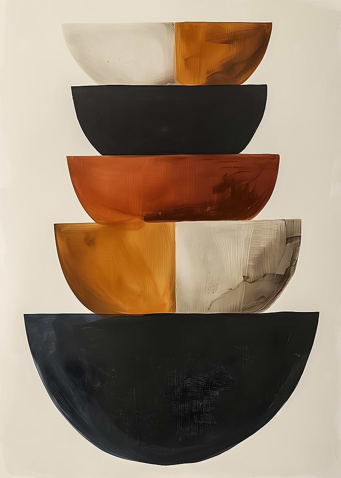Abstract stacked bowls painting