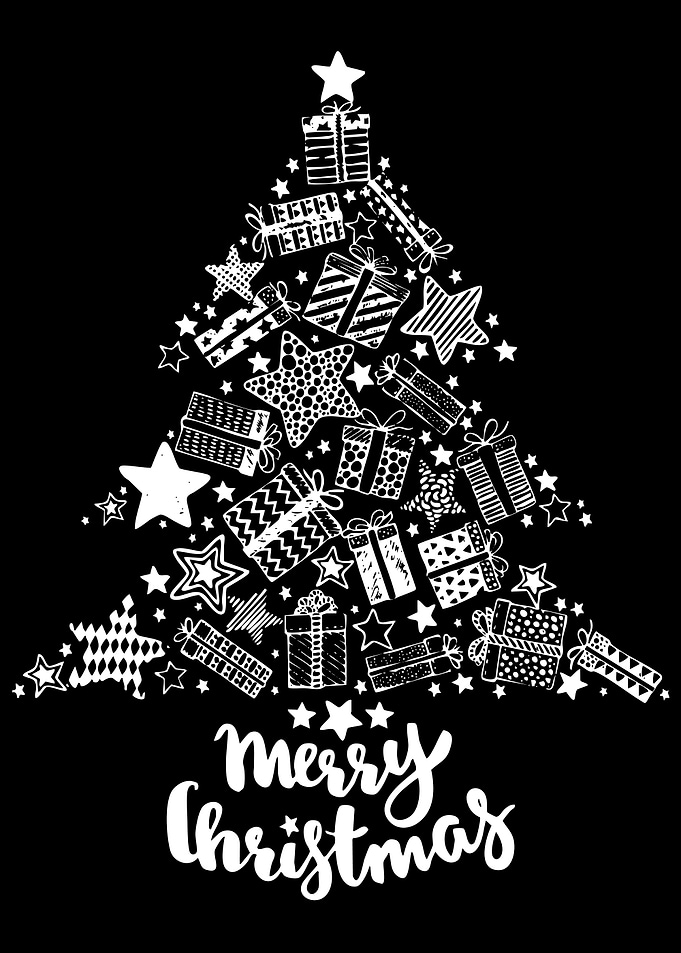 Christmas Tree Made of Gifts and Stars