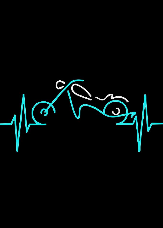 Motorcycle Heartbeat Line Art