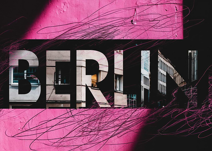 Berlin Text Art with Cityscape