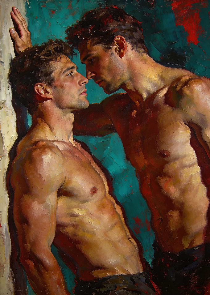 Two men embracing