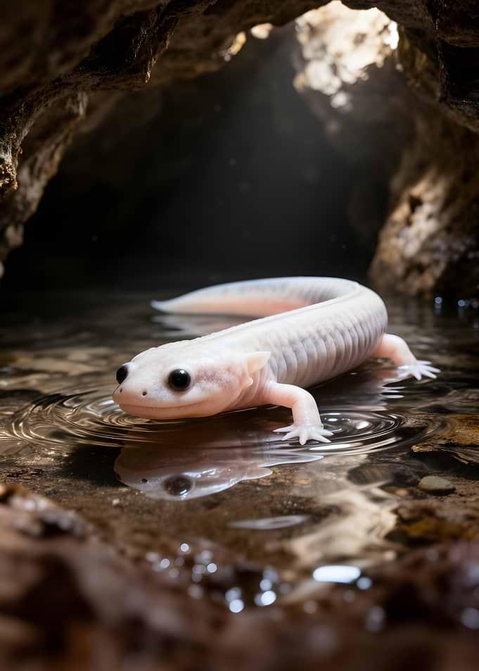 Olm in a Cave Stream