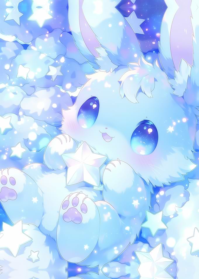 Cute Fluffy Creature with Stars ~ Anime kawaii animal