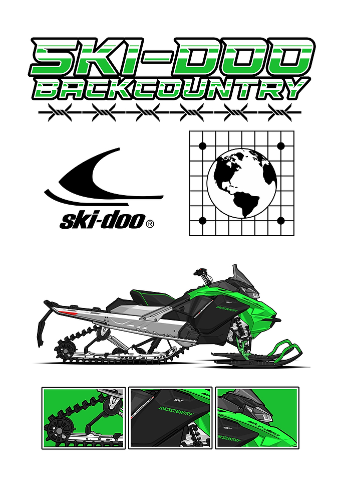 green Ski-Doo Backcountry Snowmobile