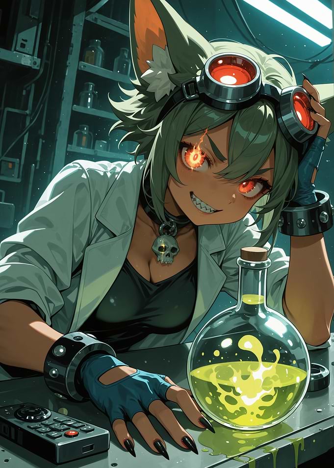 Anime Scientist with Glowing Eyes