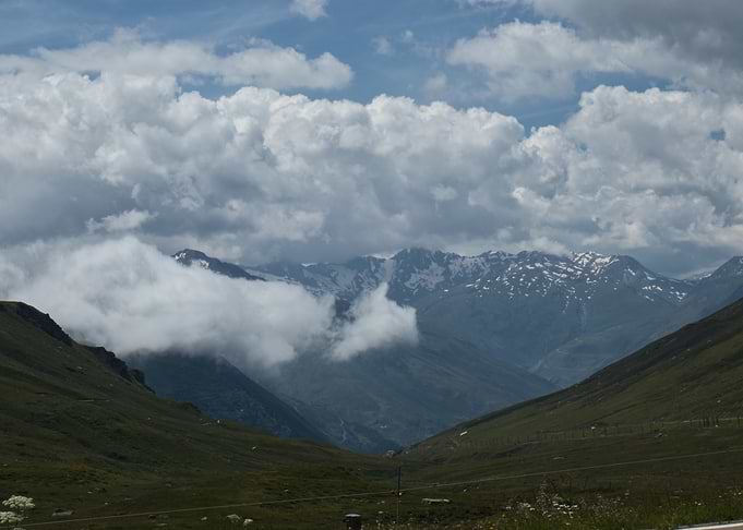 Mountain Valley with Clouds