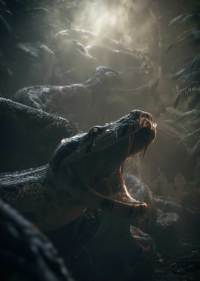 Giant Snake in Misty Jungle