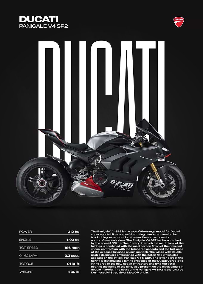 Ducati Panigale V4 SP2 Motorcycle Poster