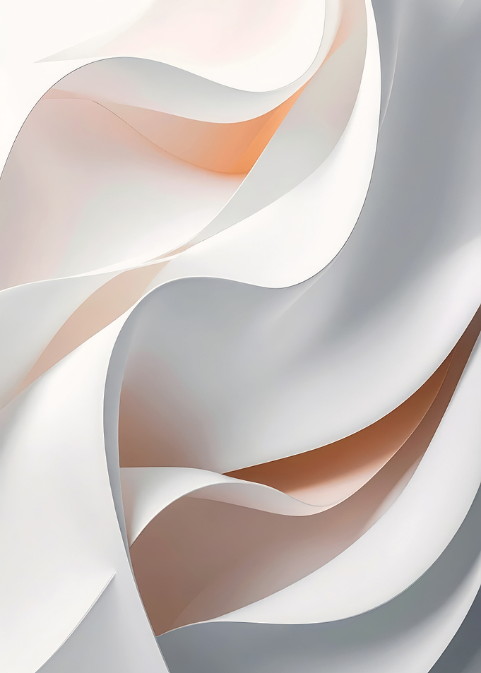 Abstract White and Peach Paper Sculpture