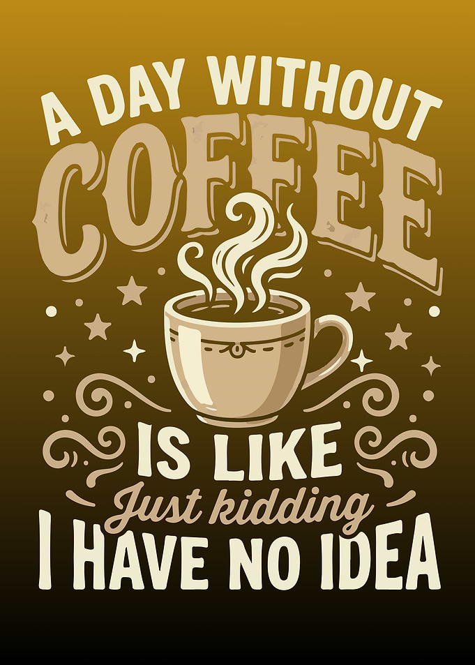 A Day Without Coffee Funny Text Art