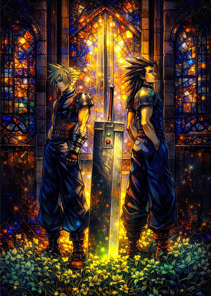 Cloud and Zack with Buster Sword