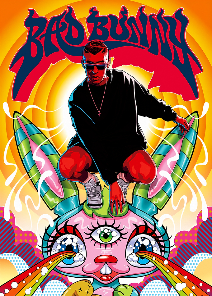 Bad Bunny Pop Art Poster