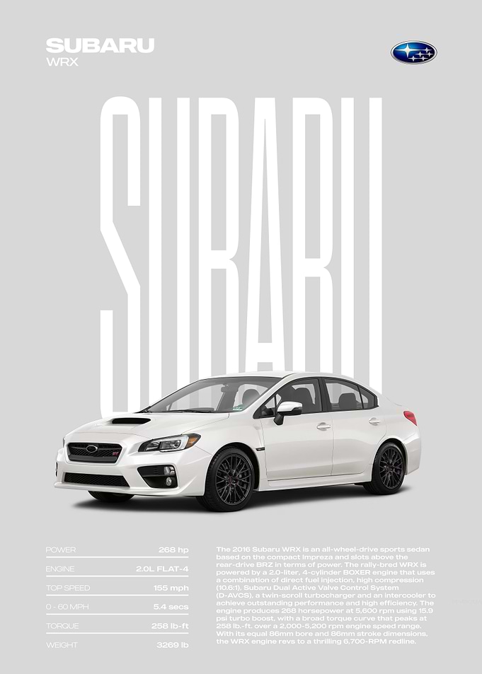 Subaru WRX Car Poster