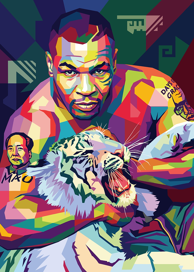 Mike Tyson with Tiger and Mao Zedong