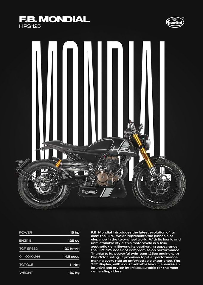 F.B. Mondial HPS 125 Motorcycle Poster