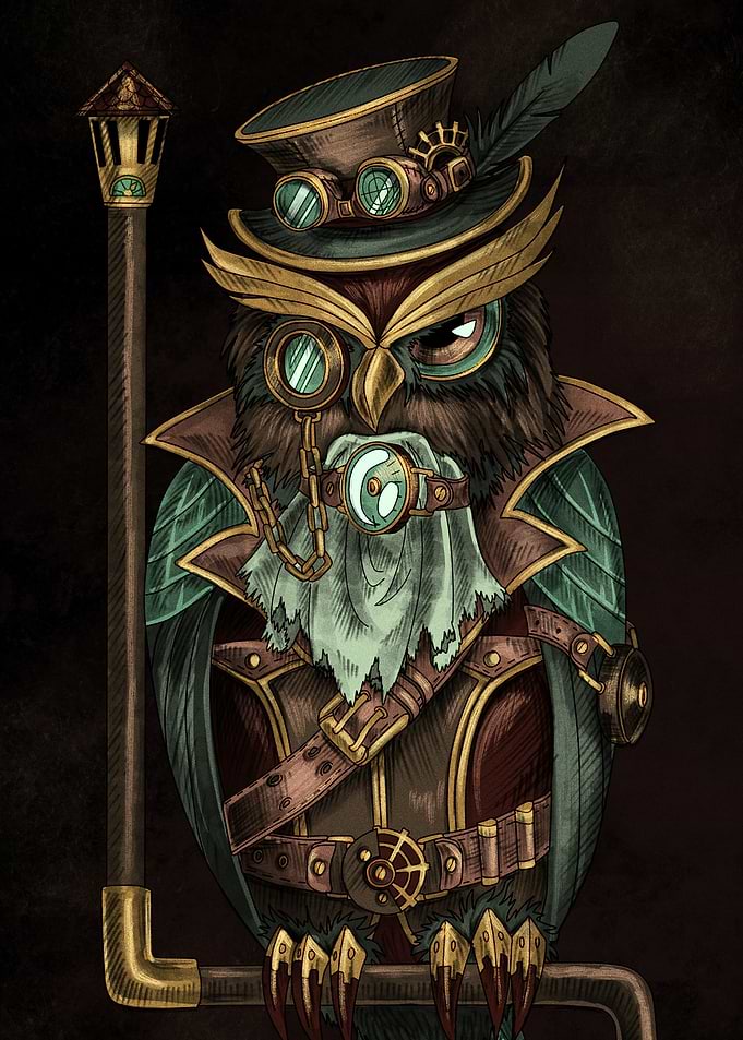 Steampunk Owl Character