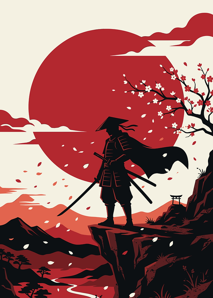 Samurai Overlooking Landscape
